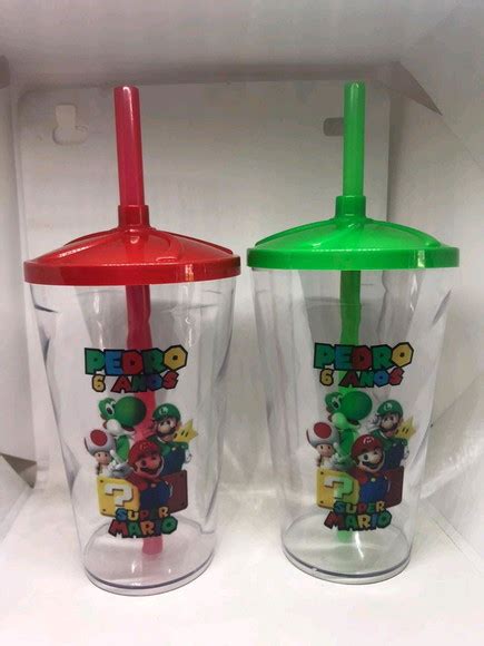 Copo Eco Tampa E Canudo Yoshi Super Mario Produtos Elo