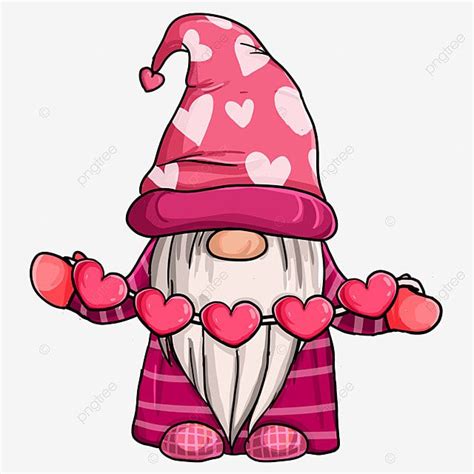 Gnomo De San Valent N Con Corazones Rosas Png Dibujos Gnomo De San