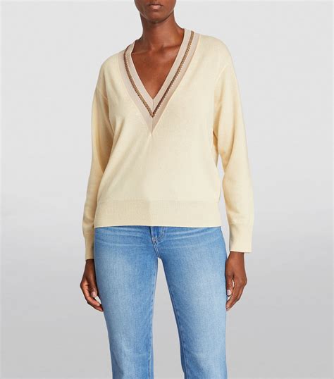 Sandro Beige Wool Cashmere V Neck Sweater Harrods Uk