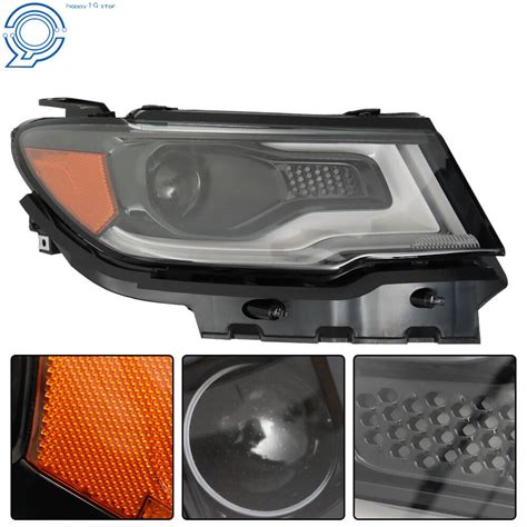 Right Side Headlight Assembly Fit For 2017 2021 Jeep Compass HID Xenon