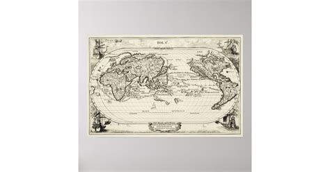 Decorative replica 16th Century Antique World Map Poster | Zazzle