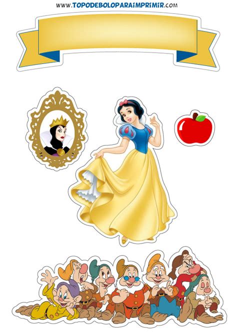 Topo De Bolo Branca De Neve Para Imprimir Compartilhar Bolo