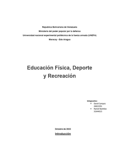 Educación Física Deporte Y Recreación Pdf