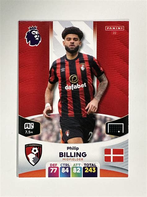 Philip Billing Afc Bournemouth Base Panini Premier League Adrenalyn