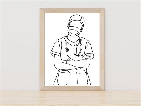 Nurse Line Art Nursing Art Nurse T Nurse Office Decor Nurse