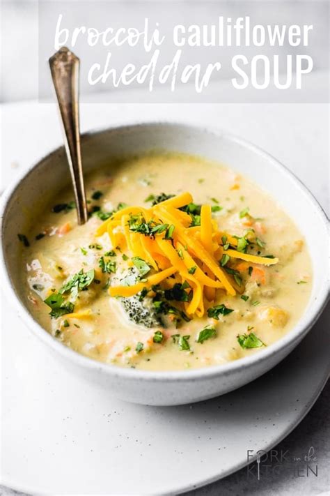 Broccoli Cauliflower Cheddar Cheese Soup Stovetop Instant Pot