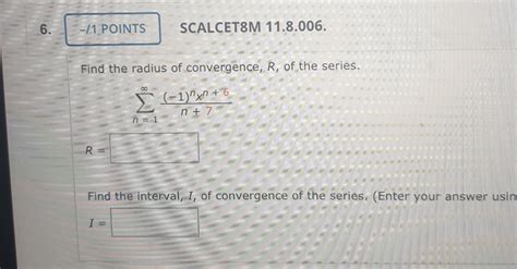 Solved 1 POINTS SCALCET8M 11 8 006 Find The Radius Of Chegg