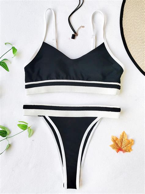 High Waist Bikinis Sexy Frauen Badeanzug Weibliche Bademode Weiblicher String Patchwork Bikini
