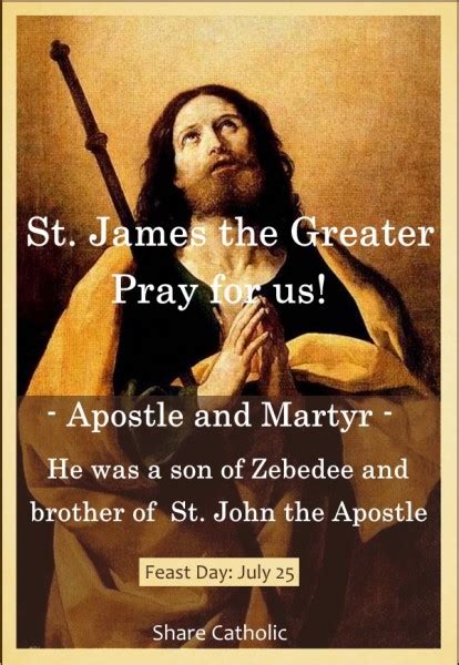 St James The Greater Feast Day July 25