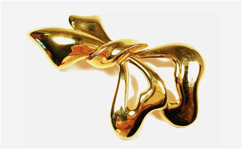 Monet Large Vintage Gold Tone Bow Brooch Signed U S Circa