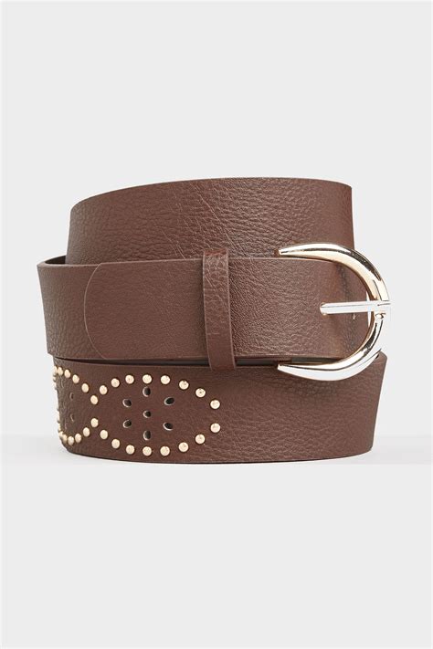 Brown Studded Belt Yours Clothing