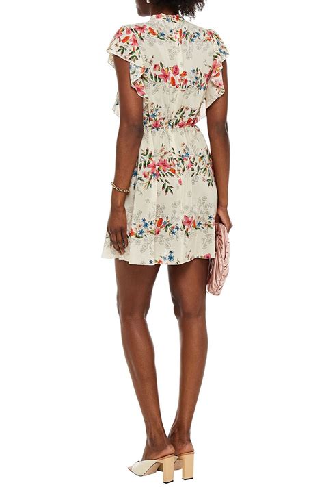 Redvalentino Pussy Bow Floral Print Silk Crepe De Chine Mini Dress The Outnet