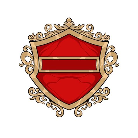 Vetor De Escudo Vermelho Moldura Dourada E Moldura Vermelha Vetor