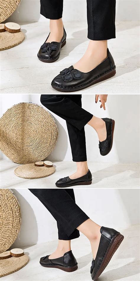 Genuine Leather Flats Women Wide Shoes Soft Pregnant Loafers Cilool