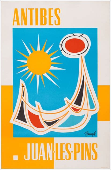 Vintage Travel Poster Antibes Juan Les Pins C Te D Azur France