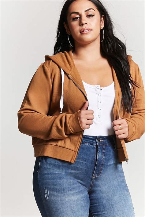 Plus Size Cropped Zip Hoodie Fashion Forever21 Plus Plus Size