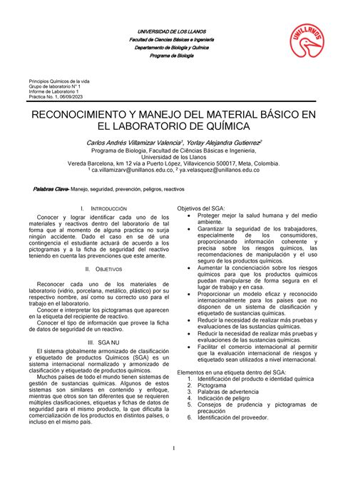 Informe Practica Universidad De Los Llanos Facultad De Ciencias B