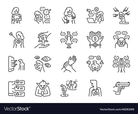 Cyber Bullying Icon Set Royalty Free Vector Image