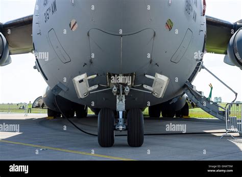 The front landing gear of a strategic and tactical airlifter Boeing C ...