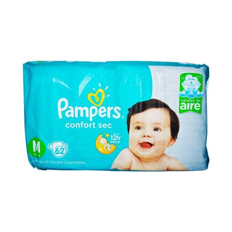 0017195 Pañales Para Bebé Pampers Confort Sec Talla M Paquete 62 Unid