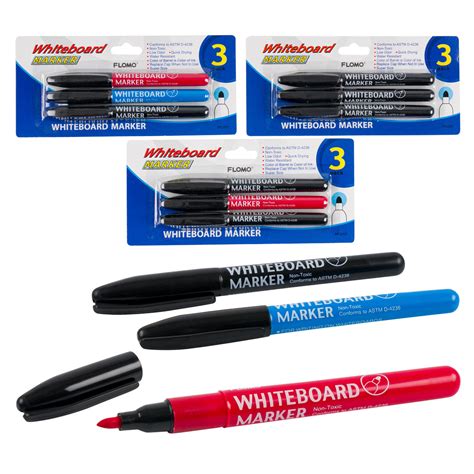 Wholesale 3pk Whiteboard Markers 3 ASTD BLUE BLACK RED