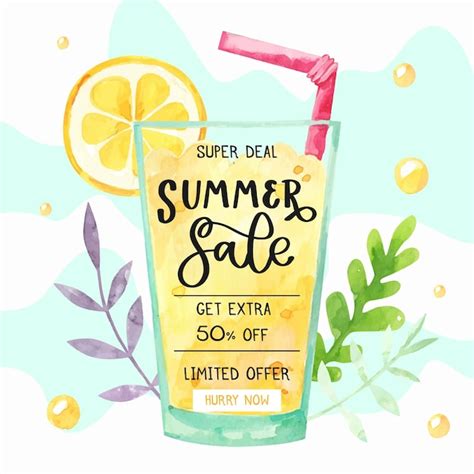 Free Vector Hand Painted Watercolor Hello Summer Sale Illustration