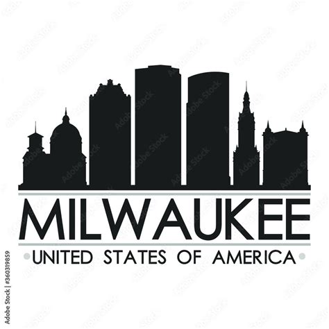 Milwaukee Skyline Silhouette Design City Vector Art Famous Buildings ...