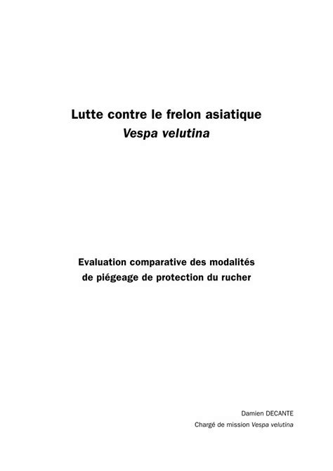 PDF Lutte Contre Le Frelon Asiatique Vespa Velutinarucherecole81