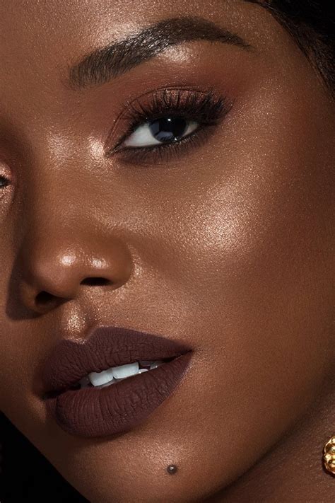 Ellarie X Colourpop Hennyways Cool Toned Chocolate Brown Ultra Matte Liquid Lipstick On Model