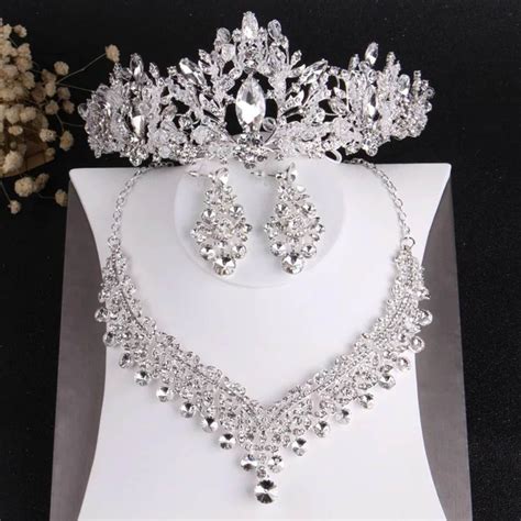 Braut Schmuck Set Strass Kristall Tiaras Krone Ohrringe Hochzeit Braut