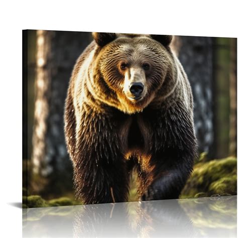 Gotuvs Bear Decor Wall Art Canvas Prints Forest And Bear Picture Print