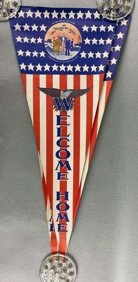 Group Of 3 Ww2 Welcome Home Paper Pennants Matthew Bullock Auctioneers