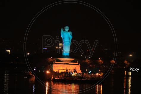 Image Of Buddha Statue In Hussain Sagar Lake At Tank Bund Wa Picxy