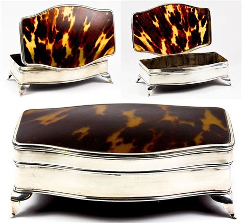 Superb And Large English Sterling Silver And Tortoise Shell Jewelry