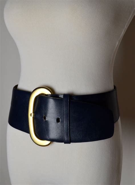 Vintage Belt S Women S Belt Wide Belt Navy Blue Belt Etsy Belts