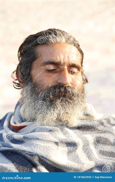 Holy Man Sadhu On The Banks Of The Ganges River Badarinath Editorial