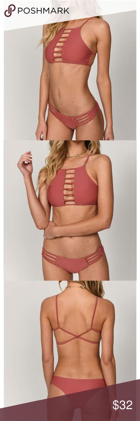 Rust Ladder Bikini Top And Bottoms Swim Set Matching Bikini Set In Rust