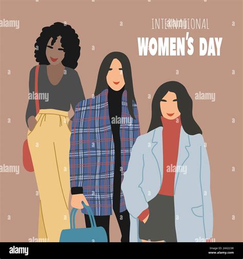 International Womens Day Womens With Different Skin Colors Flat