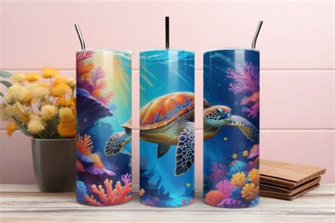 Pretty Sea Turtle Oz Tumbler Wrap Graphic By Vertex Creative Fabrica