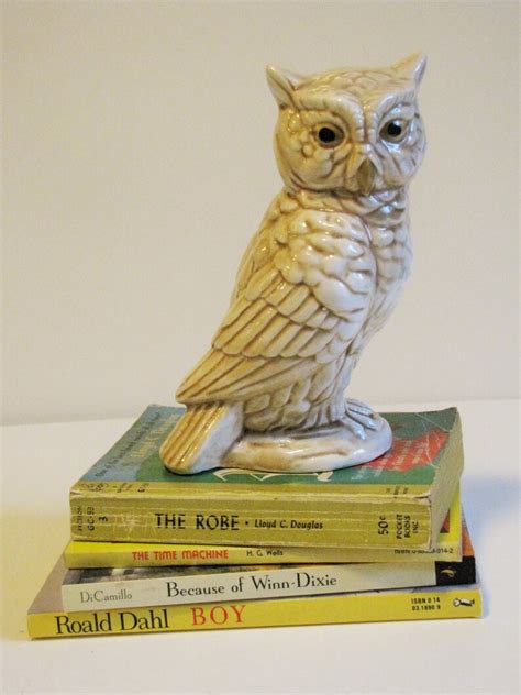 Vintage Off White Ceramic Owl Figurine Etsy