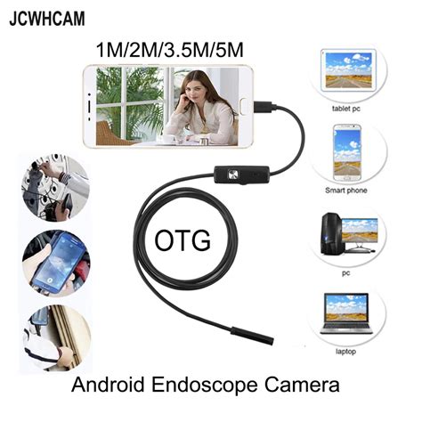 JCWHCAM Endoscope Camera 5 5mm Len 6 LED Portable OTG USB Endoscope 1M