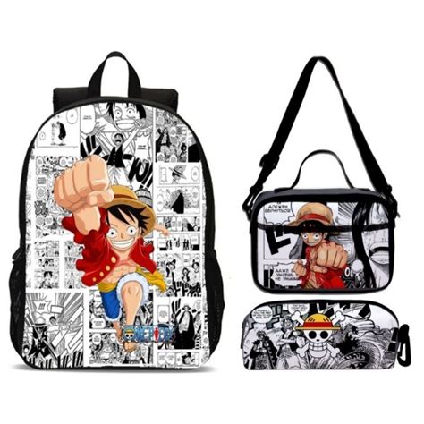 Mochila Escolar Infantil Adolescente One Piece Kit Lancheira Estojo