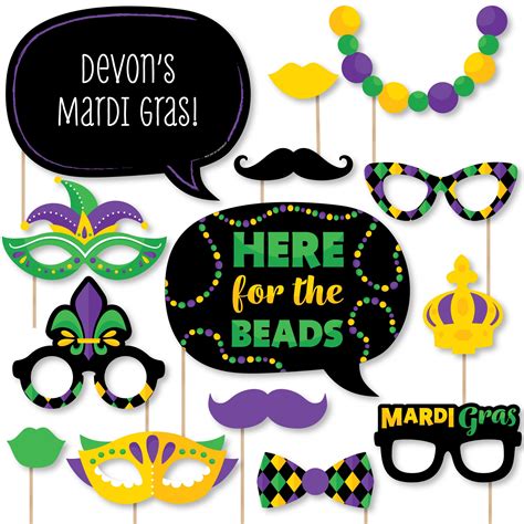 Colorful Mardi Gras Mask Personalized Masquerade Party Photo Booth