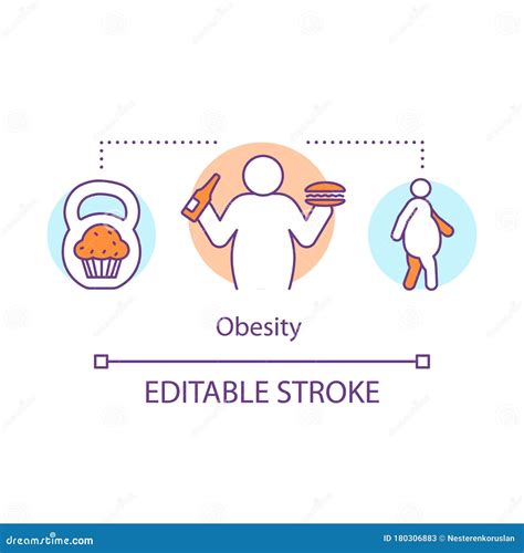 Obesity Disease Concept Icon Overweight Problem Idea Thin Line