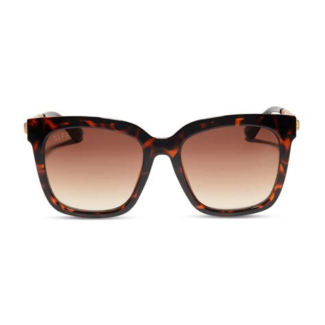 Hailey Square Sunglasses Black Brown Tortoise And Light Brown Gradient Diff Eyewear