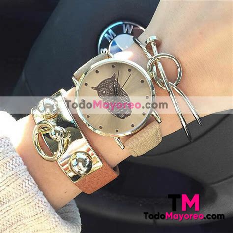 Reloj Sin Numeros Beige Extensible Piel Sintetica Buho R