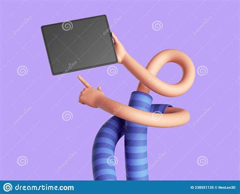 3d Render Funny Cartoon Flexible Tangled Hands Hold Digital Graphic