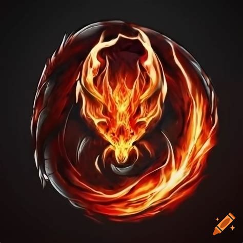 Fire Dragon Logo Simplistic Deco Cerculair Realistic Inside A