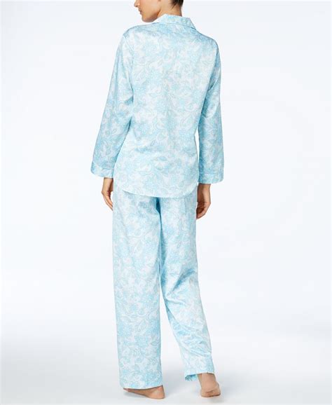 Miss Elaine Brushed Back Printed Satin Pajama Set Macys