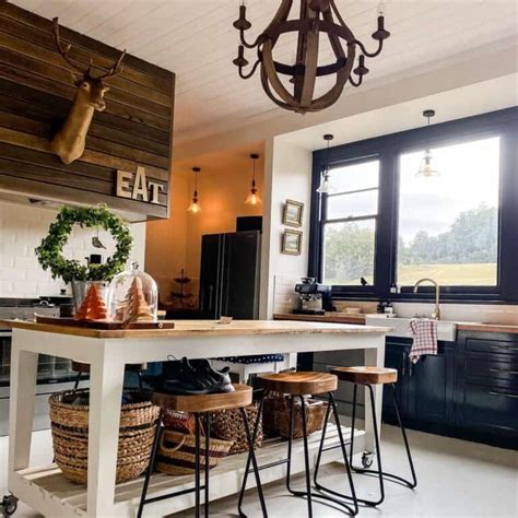 Farmhouse Kitchen With Black Cabinets - Soul & Lane